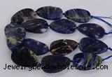 CSO821 15.5 inches 30*50mm - 32*52mm flat teardrop orange sodalite beads