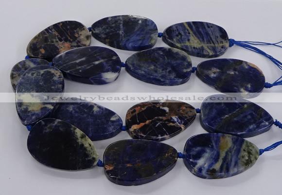 CSO821 15.5 inches 30*50mm - 32*52mm flat teardrop orange sodalite beads