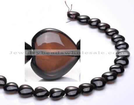 CSQ05 14*14mm heart A grade natural smoky quartz beads Wholesale