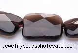 CSQ07 15*20mm faceted rectangle natural smoky quartz beads