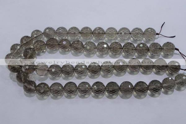 CSQ106 15.5 inches 16mm faceted round grade AA natural smoky quartz beads