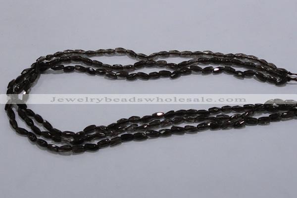 CSQ112 4*7mm faceted rice grade AA natural smoky quartz beads