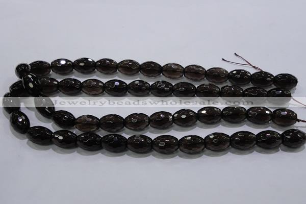 CSQ113 12*16mm faceted rice grade AA natural smoky quartz beads