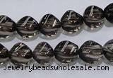 CSQ116 9*12mm twisted rice grade AA natural smoky quartz beads