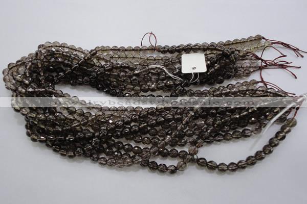 CSQ130 15.5 inches 6mm faceted round grade AA natural smoky quartz beads