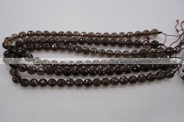 CSQ131 15.5 inches 10mm faceted round grade AA natural smoky quartz beads