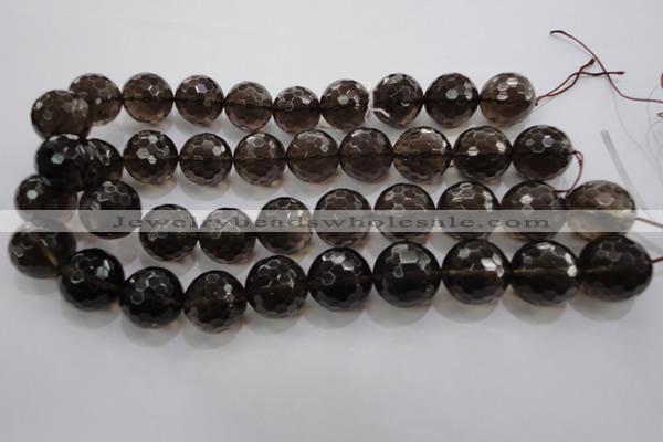 CSQ134 15.5 inches 20mm faceted round grade AA natural smoky quartz beads