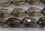 CSQ138 12*18mm faceted teardrop grade AA natural smoky quartz beads