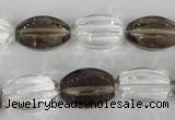 CSQ150 15.5 inches 12*18mm rice white crystal & smoky quartz beads