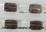 CSQ157 15.5 inches 12*16mm rectangle white crystal & smoky quartz beads