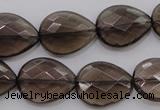 CSQ204 15*20mm faceted flat teardrop grade AA natural smoky quartz beads