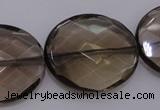 CSQ215 25*30mm faceted oval grade AA natural smoky quartz beads