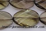 CSQ230 20*30mm faceted & twisted oval grade AA natural smoky quartz beads