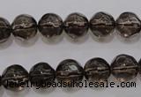 CSQ240 15.5 inches 10mm faceted round grade AA natural smoky quartz beads