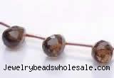 CSQ33 Top drilled 10*14mm faceted teardrop natural smoky quartz beads