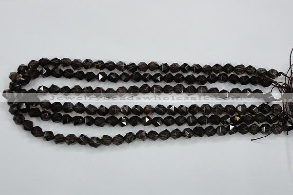 CSQ352 15.5 inches 8mm faceted nuggets smoky quartz beads