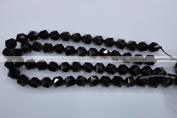 CSQ355 15.5 inches 14mm faceted nuggets smoky quartz beads