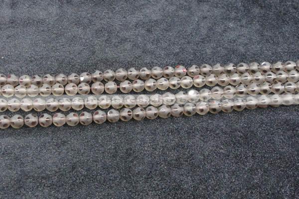 CSQ501 15.5 inches 6mm faceted round matte smoky quartz beads