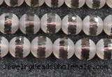 CSQ507 15.5 inches 8mm faceted round matte smoky quartz beads