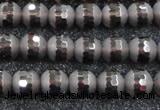 CSQ511 15.5 inches 6mm faceted round matte smoky quartz beads