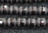 CSQ513 15.5 inches 10mm faceted round matte smoky quartz beads