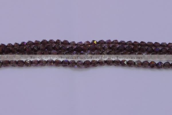 CSQ521 15.5 inches 6mm faceted nuggets smoky quartz beads