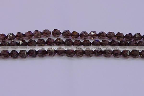 CSQ523 15.5 inches 10mm faceted nuggets smoky quartz beads