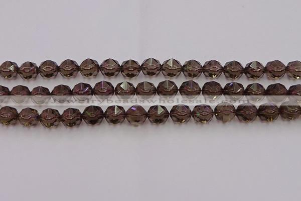 CSQ528 15.5 inches 10mm faceted nuggets smoky quartz gemstone beads