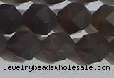 CSQ534 15.5 inches 12mm faceted nuggets matte smoky quartz beads