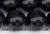 CSQ544 15 inches 14mm round black morion smoky quartz beads