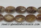 CSS107 15.5 inches 10*14mm faceted oval natural sunstone beads wholesale