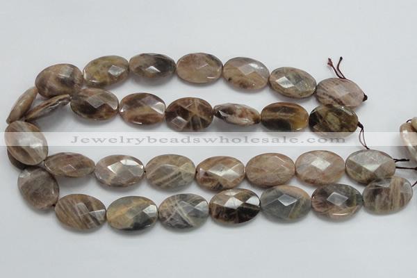 CSS108 15.5 inches 18*25mm faceted oval natural sunstone beads wholesale