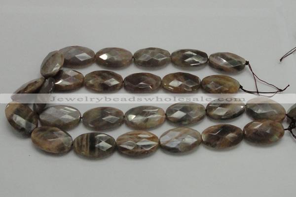 CSS109 15.5 inches 20*30mm faceted oval natural sunstone beads wholesale