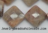 CSS112 15.5 inches 20*20mm faceted diamond natural sunstone beads