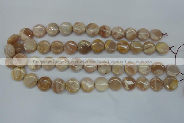 CSS228 15.5 inches 16mm flat round natural sunstone beads