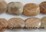 CSS258 15.5 inches 15*20mm faceted rectangle natural sunstone beads