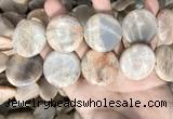 CSS422 15.5 inches 30mm flat round sunstone beads wholesale