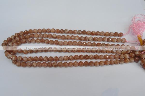 CSS502 15.5 inches 7mm faceted round natural golden sunstone beads