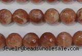 CSS506 15.5 inches 11mm faceted round natural golden sunstone beads