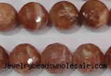 CSS509 15.5 inches 16mm faceted round natural golden sunstone beads