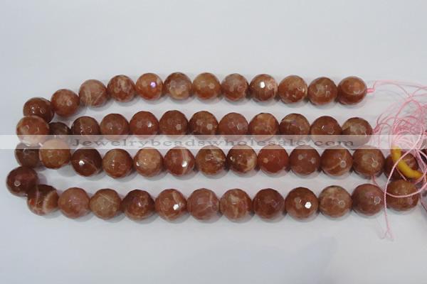 CSS509 15.5 inches 16mm faceted round natural golden sunstone beads