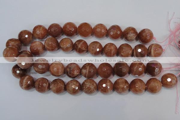 CSS511 15.5 inches 19mm faceted round natural golden sunstone beads