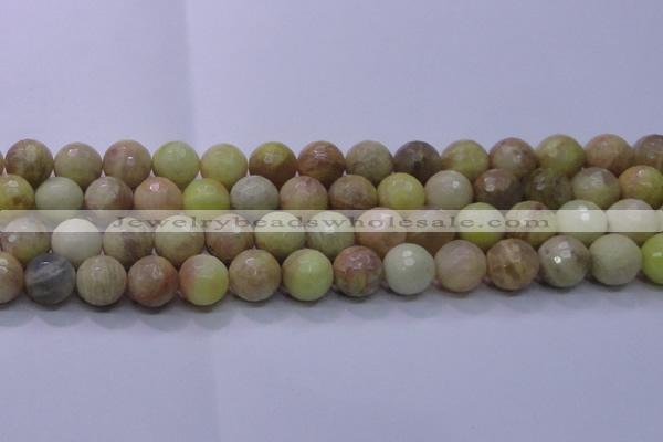 CSS615 15.5 inches 14mm faceted round yellow sunstone gemstone beads