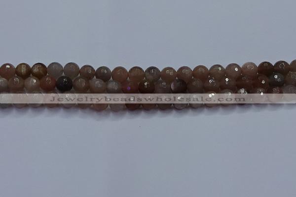 CSS642 15.5 inches 8mm faceted round sunstone gemstone beads