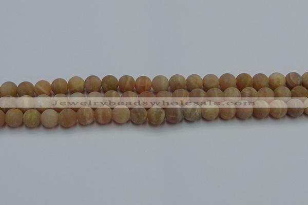 CSS652 15.5 inches 8mm round matte sunstone beads wholesale