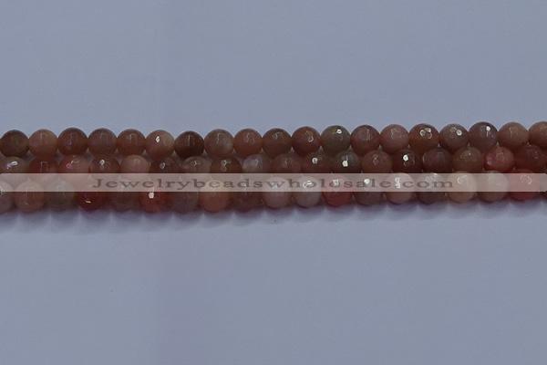 CSS672 15.5 inches 8mm faceted round sunstone gemstone beads