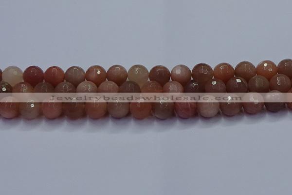 CSS674 15.5 inches 12mm faceted round sunstone gemstone beads wholesale