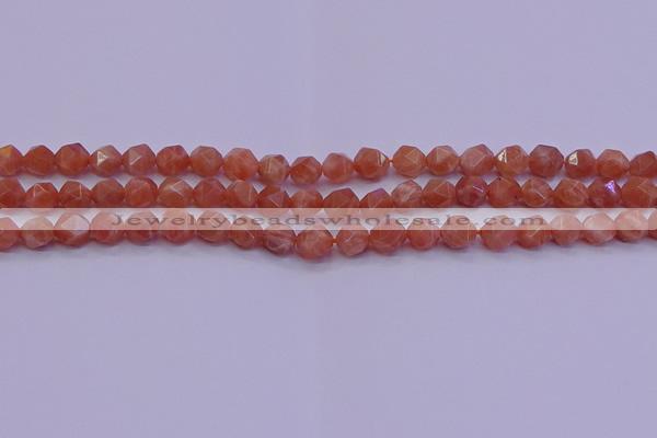 CSS681 15.5 inches 6mm faceted nuggets natural sunstone beads