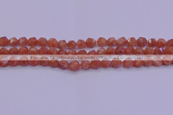 CSS682 15.5 inches 8mm faceted nuggets natural sunstone beads