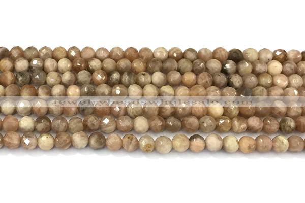 CSS820 15 inches 6mm faceted round sunstone beads